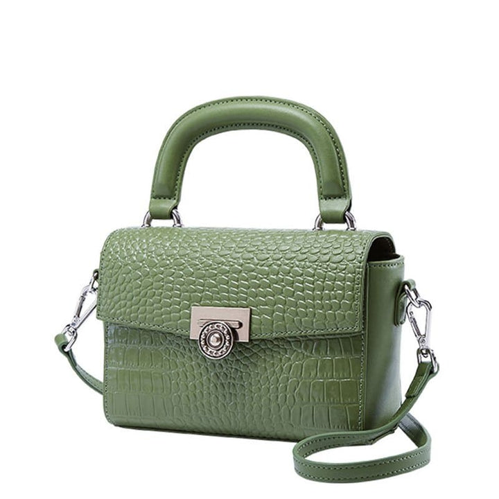 Sac à Main Bandoudlière en Cuir motif Crocodile Vert