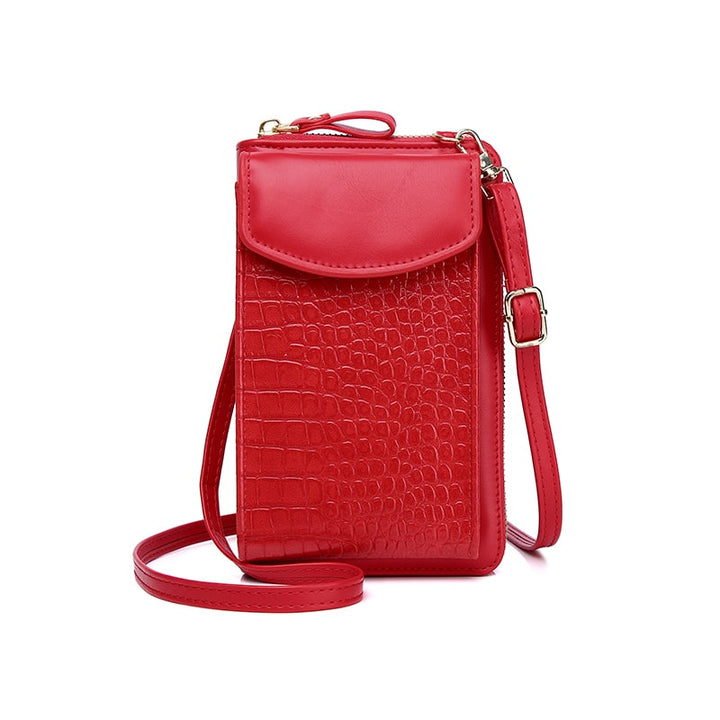 Pochette à bandoulière effet crocodile