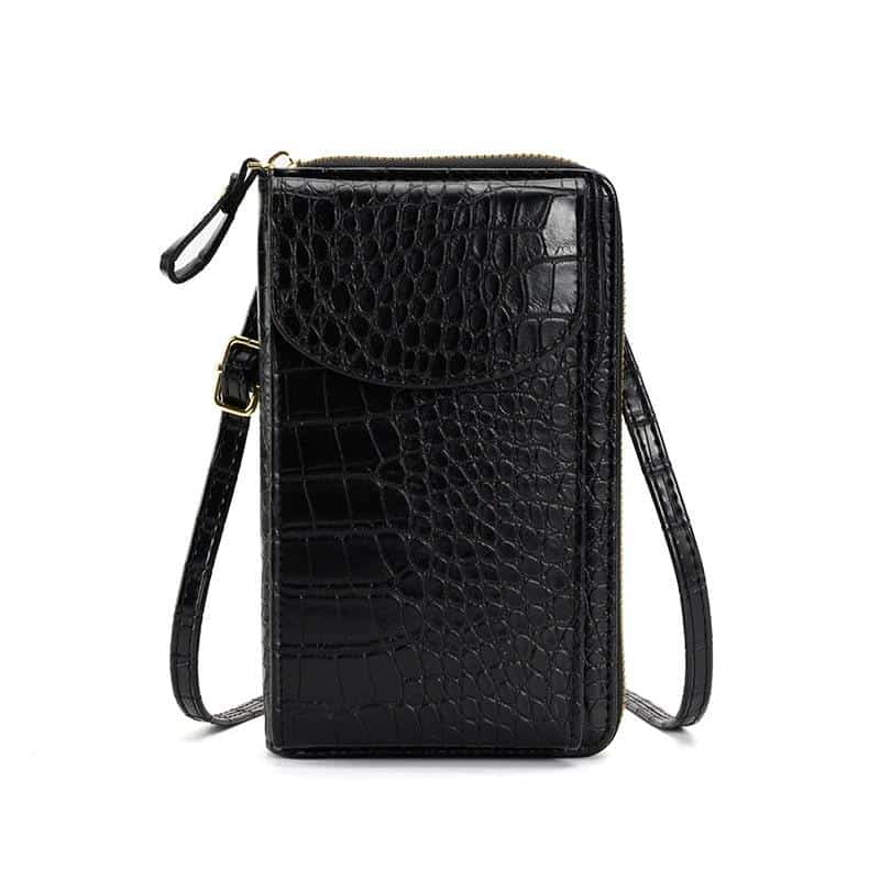 Pochette à bandoulière effet crocodile