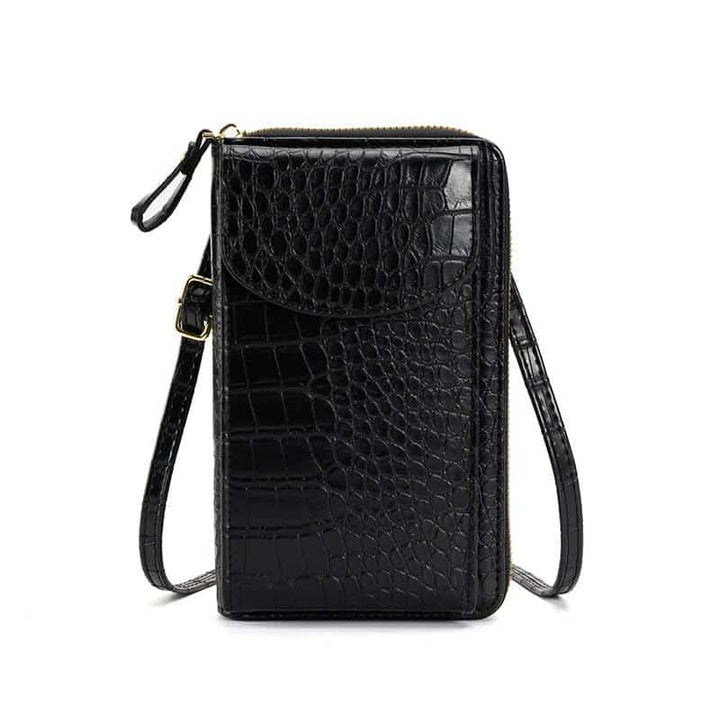 Pochette à bandoulière effet crocodile