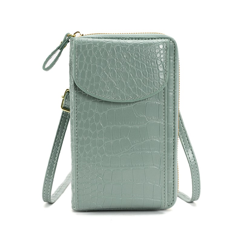 Pochette à bandoulière effet crocodile