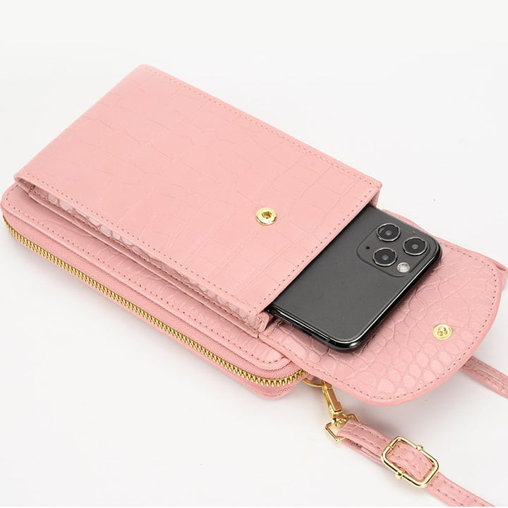 Pochette à bandoulière effet crocodile