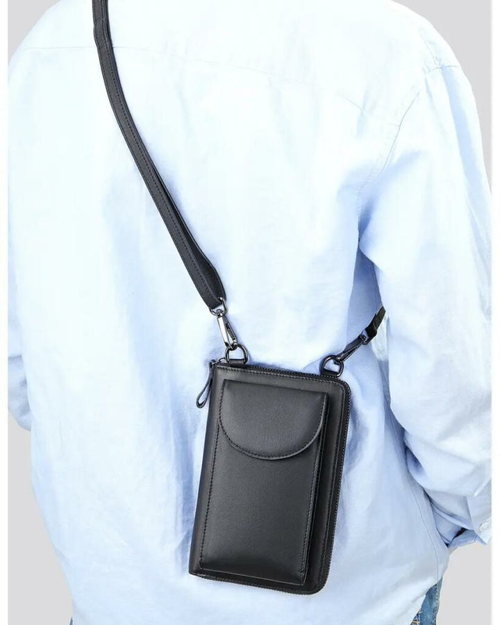 Pochette bandoulière pour homme en cuir véritable