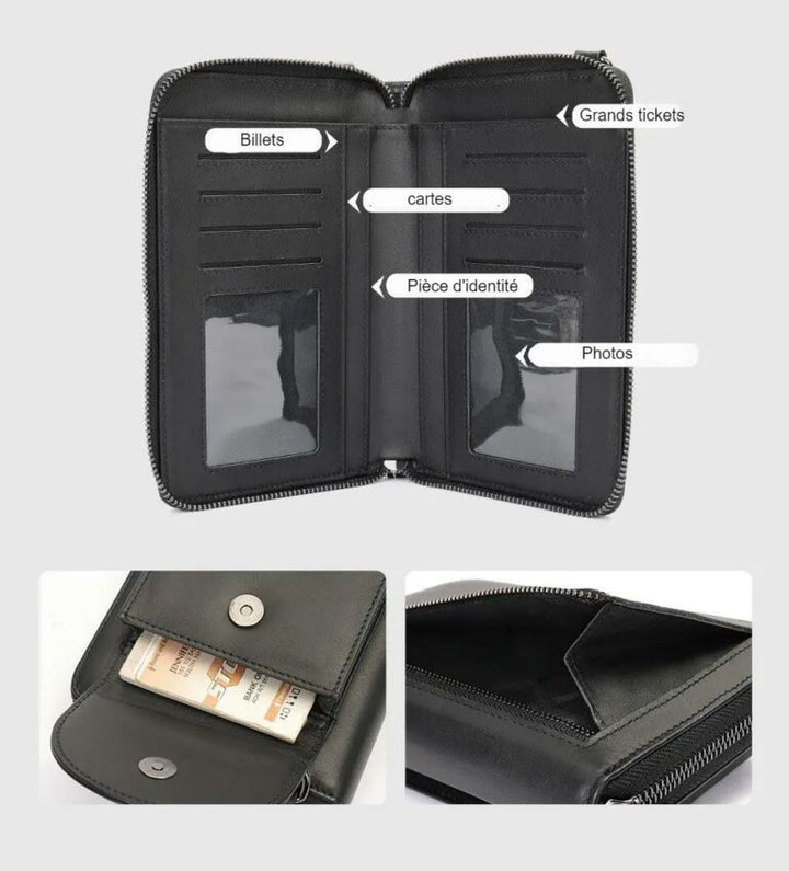 Pochette bandoulière pour homme en cuir véritable