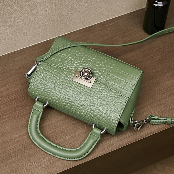 Sac à Main Bandoudlière en Cuir motif Crocodile Vert
