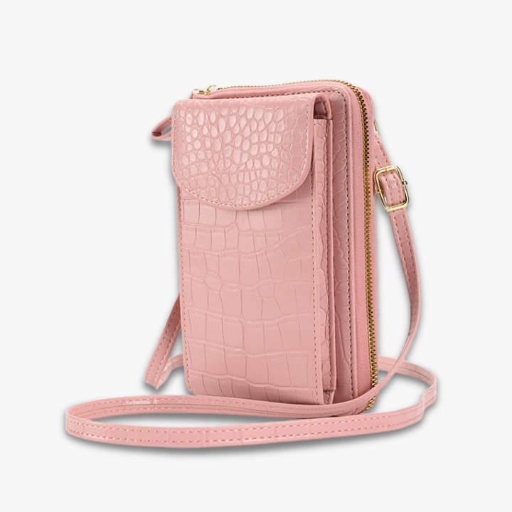 Pochette à bandoulière effet crocodile